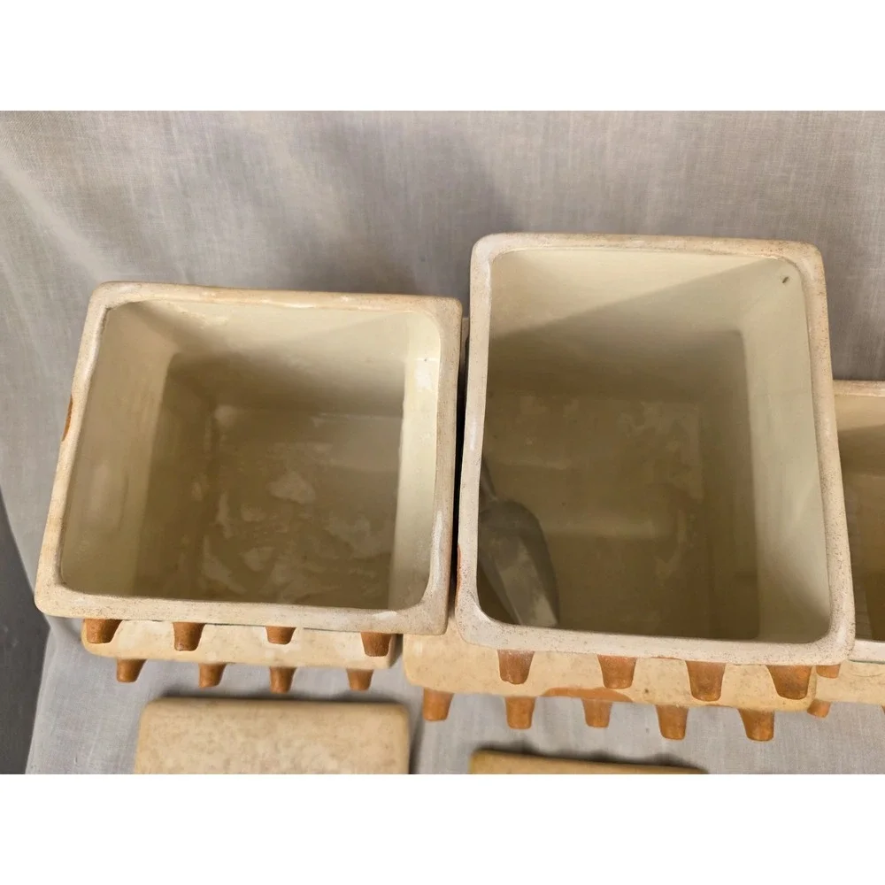 Vintage 4pc Southwest Pueblo‎ Adobe Kitchen Pottery Canisters